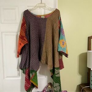 Jaded Gypsy Kantha poncho with sleeves